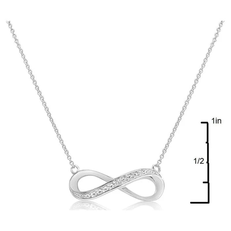 Collection Diamond Infinity Necklace Silver 18 Inches Long