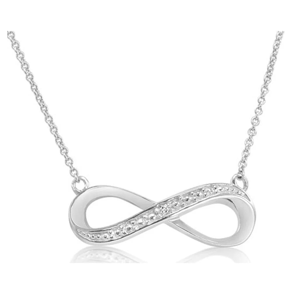 Collection Diamond Infinity Necklace Silver 18 Inches Long