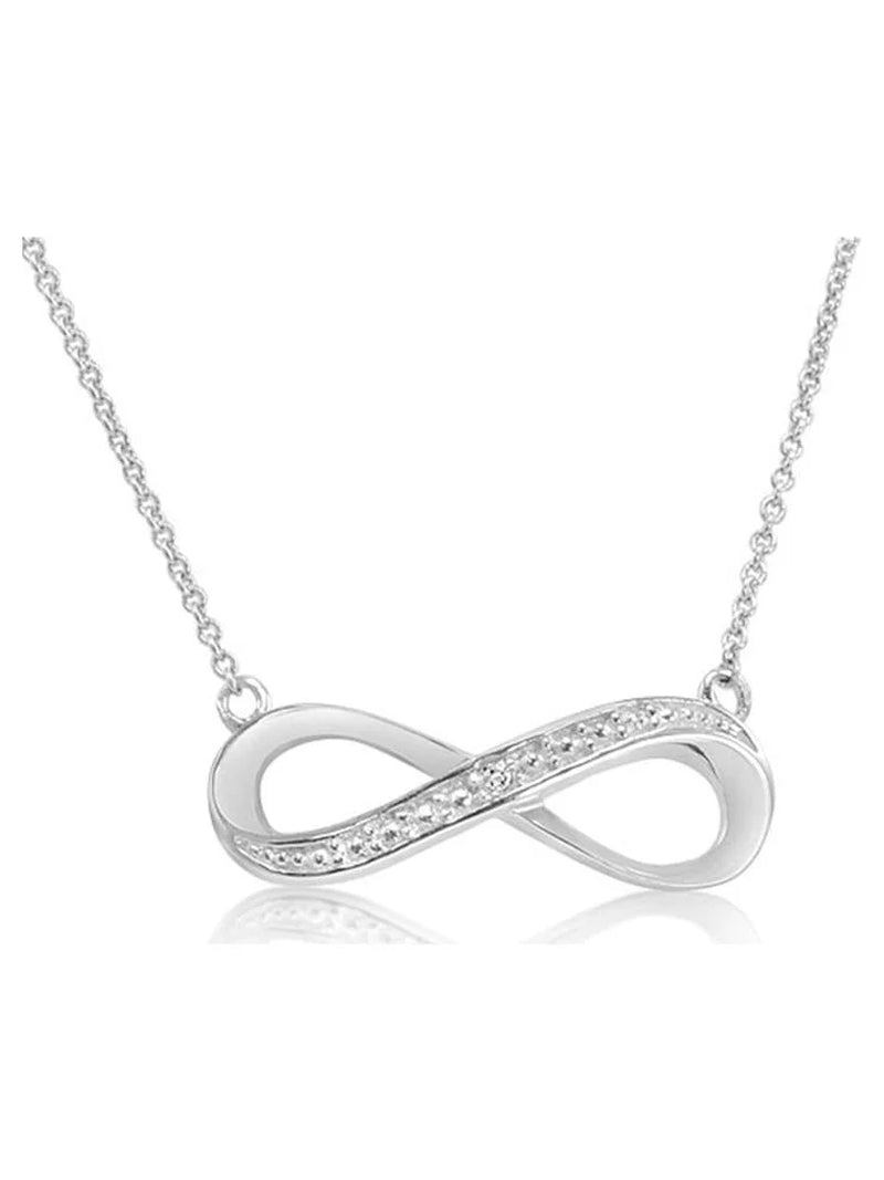 Collection Diamond Infinity Necklace Silver 18 Inches Long